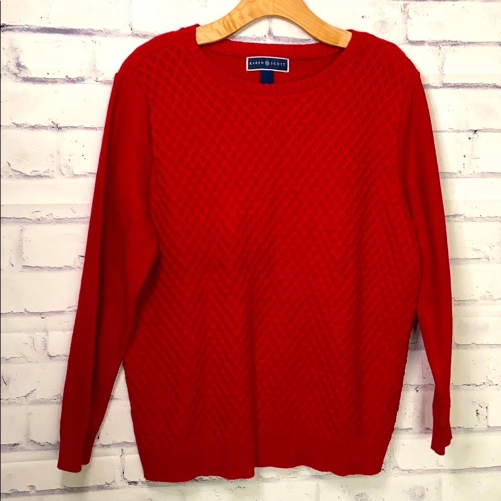Karen Scott red knit sweater
